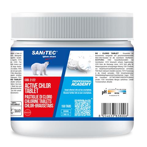 SANITEC CLORO TABLET Gr.500 Pz.150 SANITEC - 44908 - F001399
