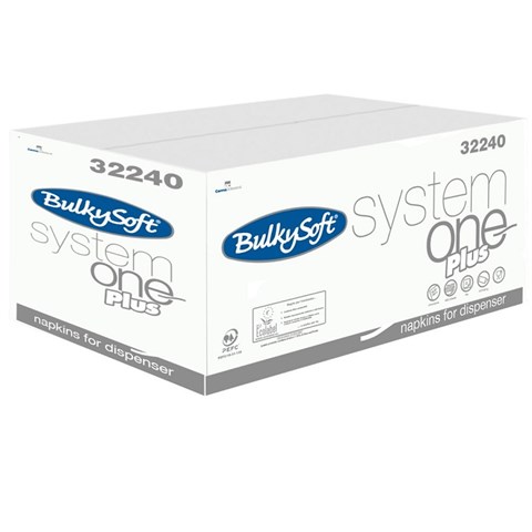 BulkySoft GUARDANAPOS SYSTEM ONE PLUS 2 unidades 19x14,5 cm BRANCO 4800 peças BulkySoft - 45446 - F001178