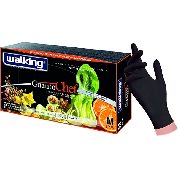 Guanto Chef - Boîte De 100 Gants En Nitrile Noir Taille M - Gants De Protection