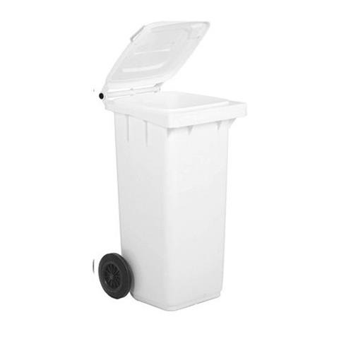  BIDONE RACCOLTA DIFFERENZIATA Lt.120 con COPERCHIO e RUOTE BIANCO  - 42294 - F000005