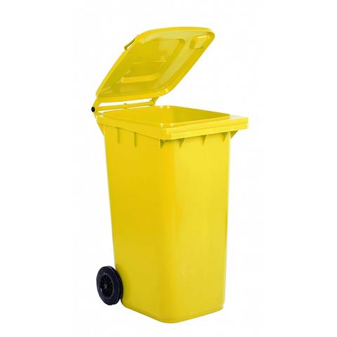  BIDONE RACCOLTA DIFFERENZIATA Lt.240 con COPERCHIO e RUOTE GIALLO  - 42287 - F000005