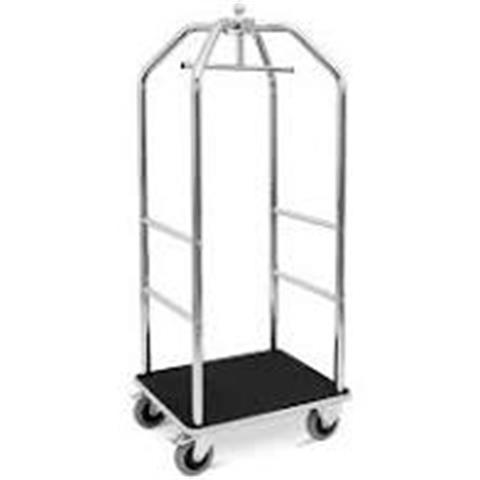  CARRELLO PORTA VALIGIE CROMATO con MOQUETTE NERA Cm.99x59 H.189  - 44941 - F001627