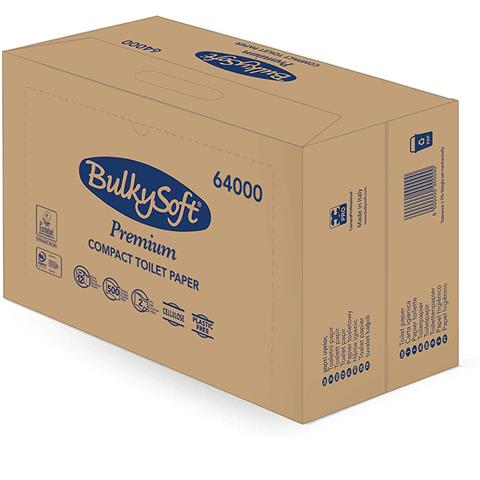 BulkySoft CARTA IGIENICA Bulkysoft 500 Strappi 2 Veli in BIO BOX di CARTONE Pz.12 BulkySoft - 45275 - F001178
