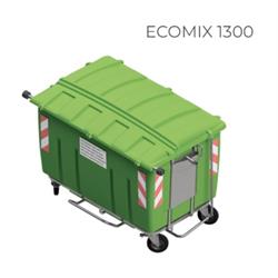 45811 - cassonetto ecomix lt1300 verde con ruote pedale e catarinfrangenti
