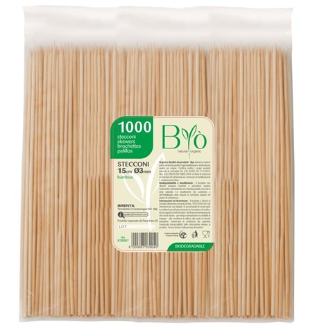 Byò Natural Organic STECCONE in BAMBOO Cm.15 Ø3mm. Pz.10000 Byò Natural Organic - 45583 - F000322
