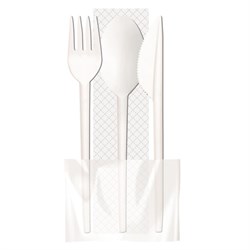 45953 - tris bio line in cpla coltforccucc con tovagliolo 2v cm16 pz500